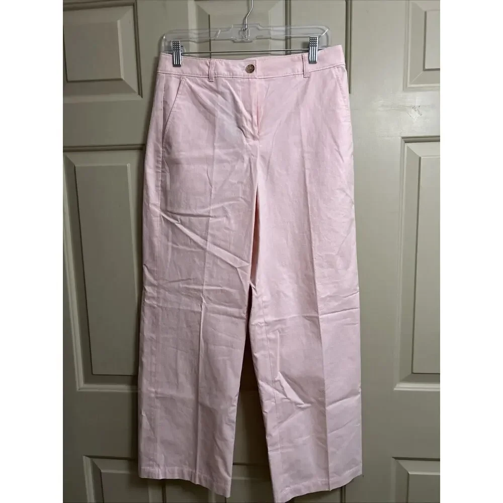 NWT J. Crew Full Length Wide Leg Trouser in Cotton Blend Pink 6P - Picture 5 of 7